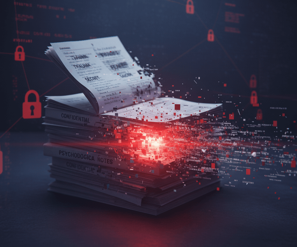 Bizalmas pszichoterápiás jegyzetek kiszivárgása, orvosi adatvédelem megsértése, titkosítatlan páciensadatok hackertámadás áldozatai, GDPR jogsértés