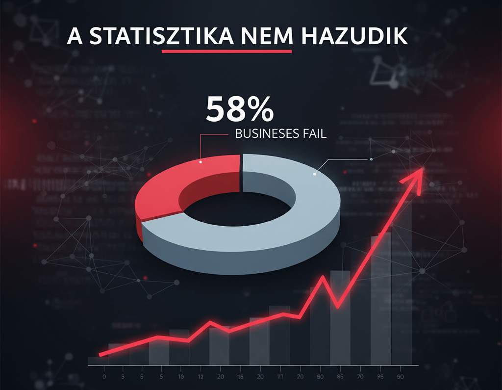 Kibertámadás statisztika infografika, 58% vállalat bezár ransomware után, kiberbiztonság költségek kisvállalkozásoknak, adatszivárgás következményei grafikon
