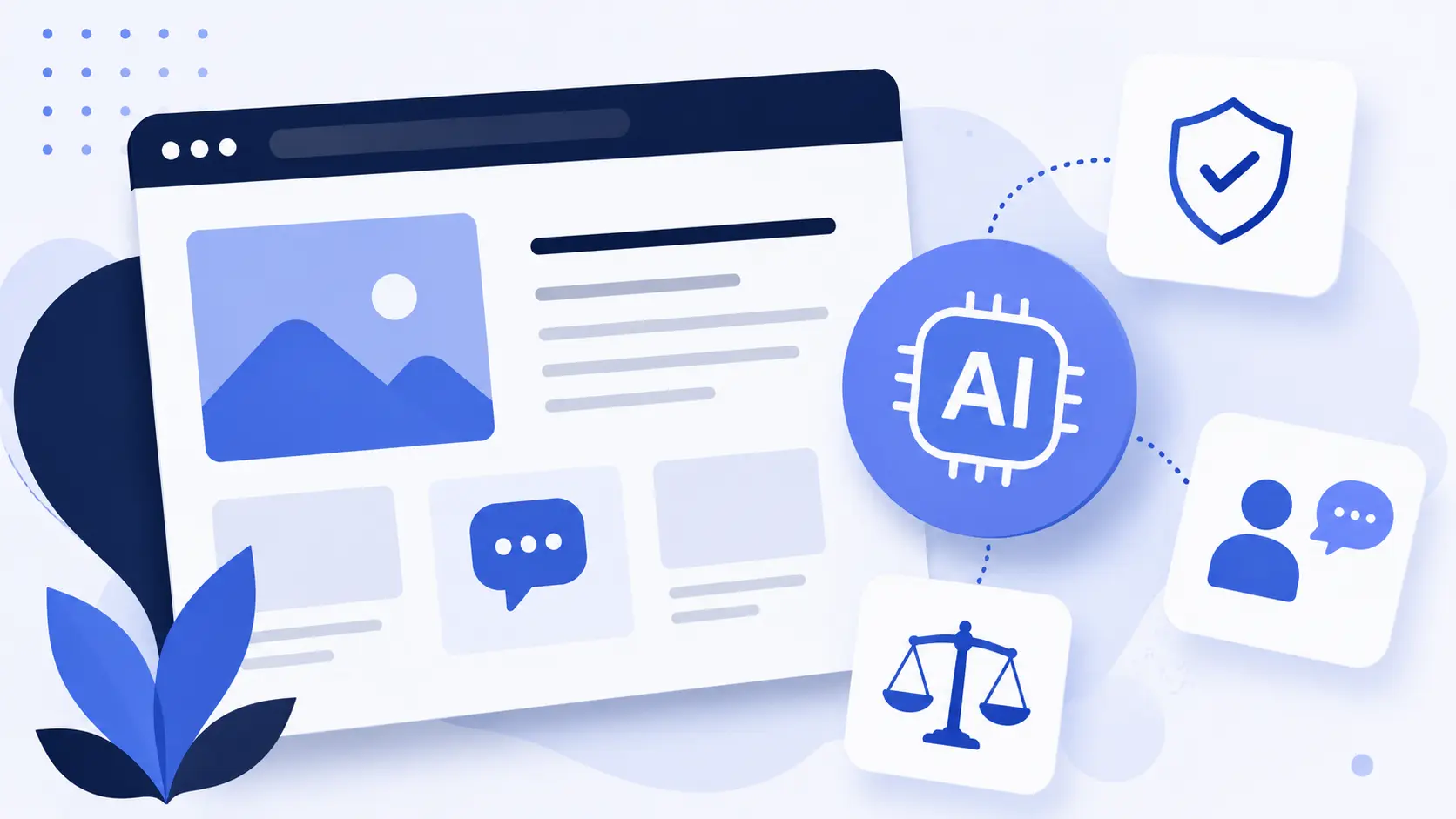 Mesterséges intelligencia és átláthatóságot jelző elemek egy weboldal felületén
